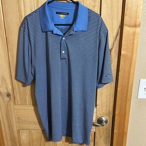 Greg Norman Blue & Black Striped Polo Shirt